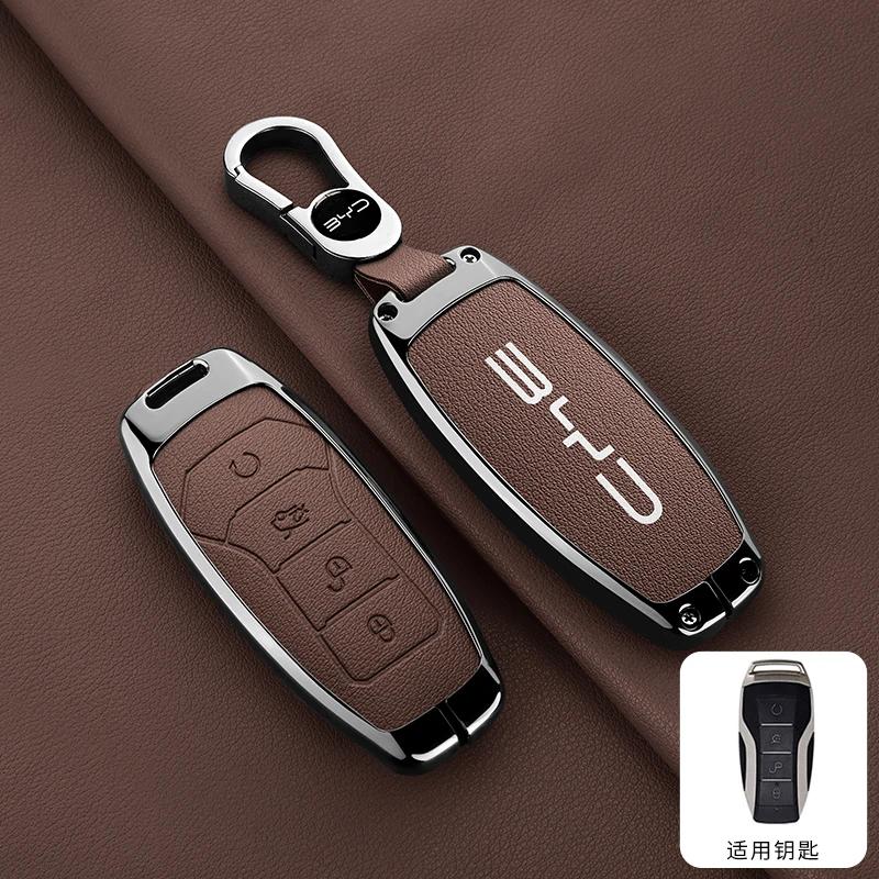 Metalinis odinis automobilio rakto dangtelis dėklas BYD Song Plus Pro Atto 3 Han EV Tang EV600 DM Qin Seal Dolphin Yuan MAX DMI Automobilio aksesuaras