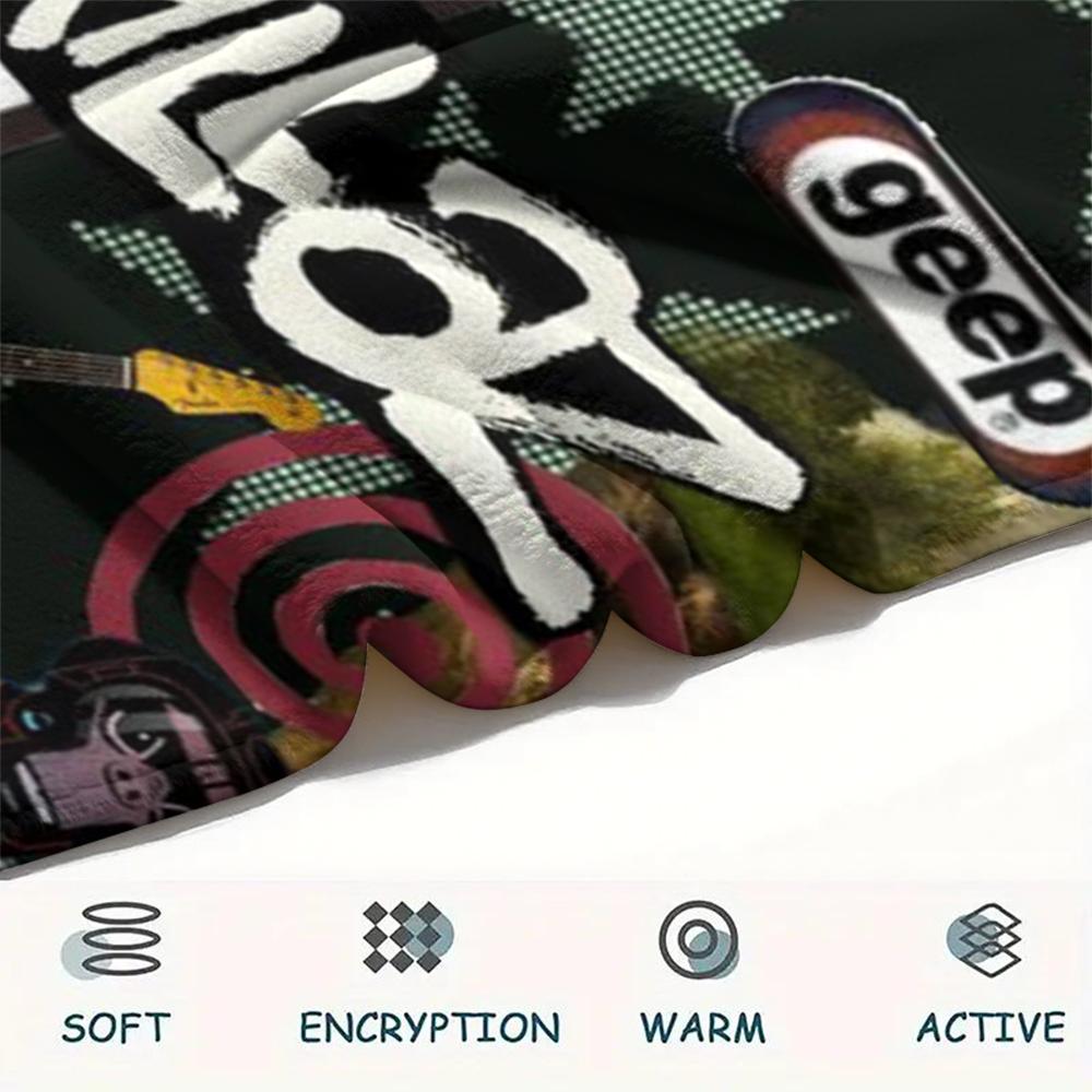 1 Stück Gorillaz Print Flanelldecke, Hohe Qualität, Bequem für alle Jahreszeiten, Heimdekoration, Wärme und Komfort, Perfekt für Weihnachtsgeschenke