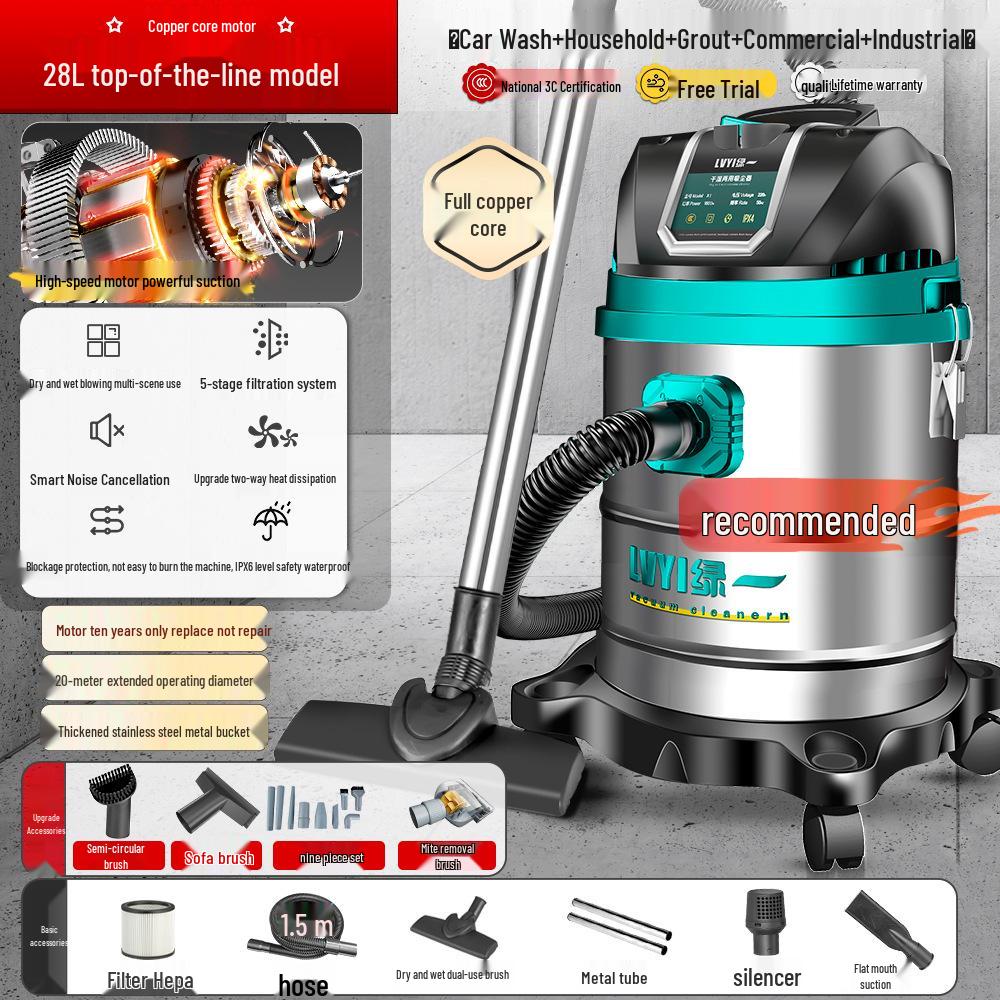 High-Power Industrial Vacuum Cleaner - Large Suction for Home, Auto, Carpet, and Seam Cleaning
