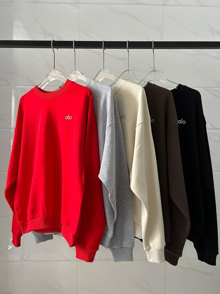 Now Alo Straight-Leg Sweatpants: Unisex Pure Cotton Terry Cloth, Simple Logo, Casual Sportswear.