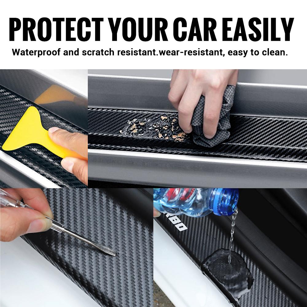 4Pcs Car Door Carbon Fiber Sill Scuff Plate Decoration Sticker For Volkswagen GTI Golf Caddy Passat CC Lavida Sagitar Scirocco CWT1