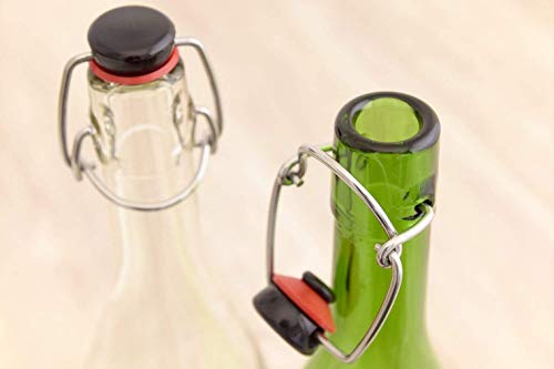 Aderia Swing Stopper Bottles, 720ml Green, Set of 3 [Glass Bottles with Airtight Caps], Made In Japan, MC-408