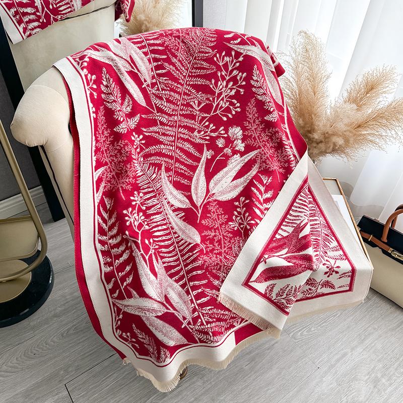 Women Winter Luxury  Cashmere Plant Pattern Scarf Thick And Warm Long Shawl Bandana Pashmina Muffler Blanket Bufanda