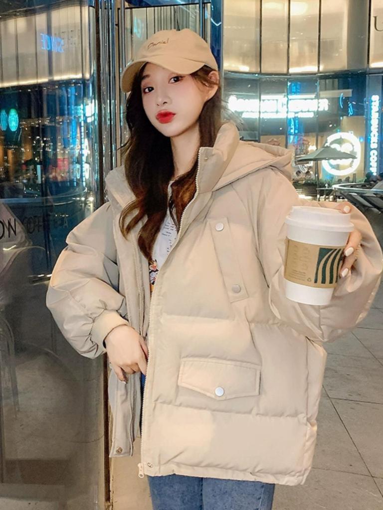 Women's Oversized Padded Bread Coat - Trendy 2025 Autumn/Winter Short Cotton Jacket