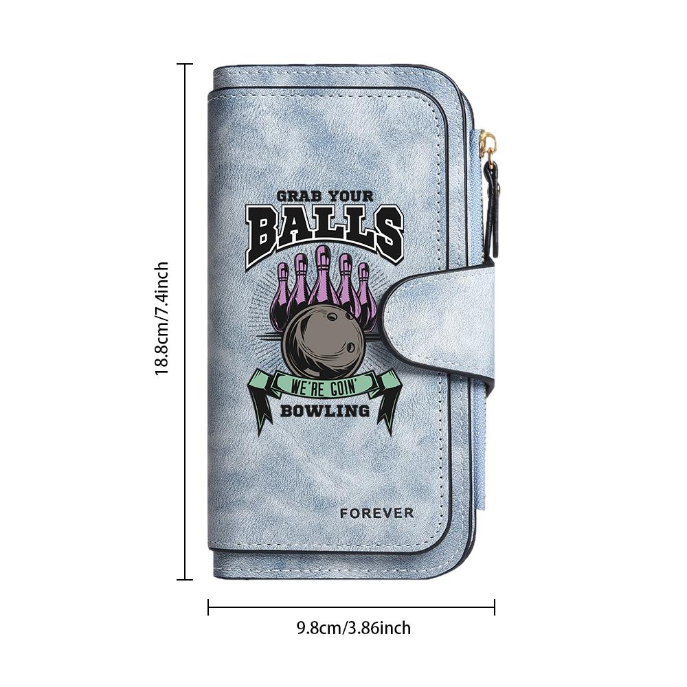 Funny Bowling Pattern Wallet for Women Men Portable Multi Card Holder Daily Use Purse