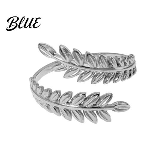 Unique Open Band Ring Adjustable Leaf Natural Style Stainless Steel