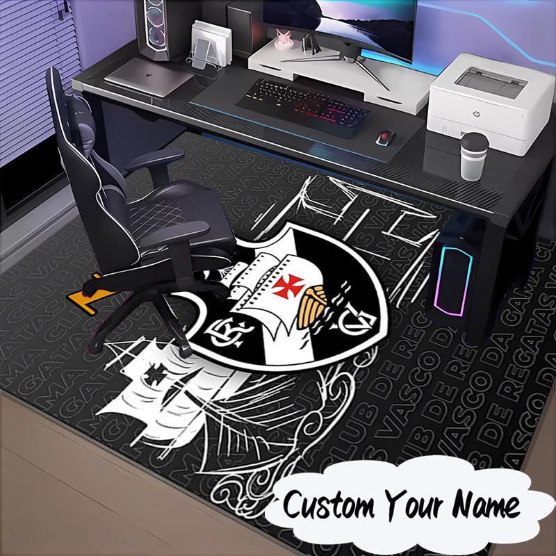 Custom Name Vasco da Gama Crest Rug for Living Room, Game Rooms, Office, Bedroom, Floor Mat Playful Design, fan gifts Christmas decor