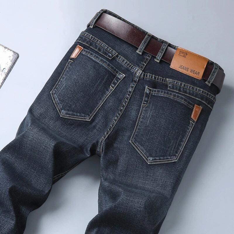 Men Fashion Straight Jeans Stretch Slim Fit Pants Comfortable Soft Business Denim Trousers Clothing