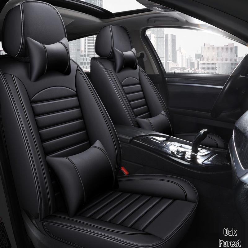 Four Seasons Universal Leather Car Seat Cover - Cool, Breathable & Comfortable, Full Surround Fit for Any Car Model