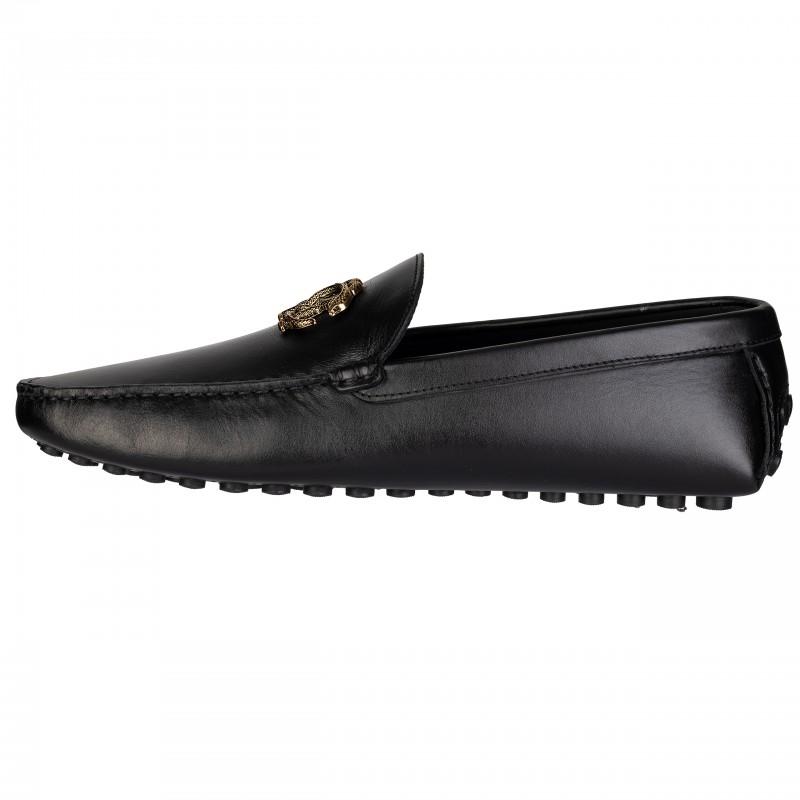 Roberto Cavalli Luxury Men's Loafers Italy Black / Gold - Size: 44