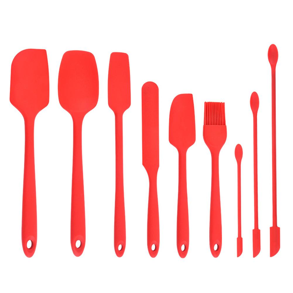 

9pcs set Silicone Spatula Kitchen Bakery Scraper Cake Cream Baking Accessories Red 9-piece set#0