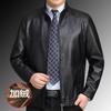 Pu Leather Jacket Men's Middle-aged Men's Fleece Thickened Leather Jacket Casual Lapel Collar Spring Autumn and Winter Coat