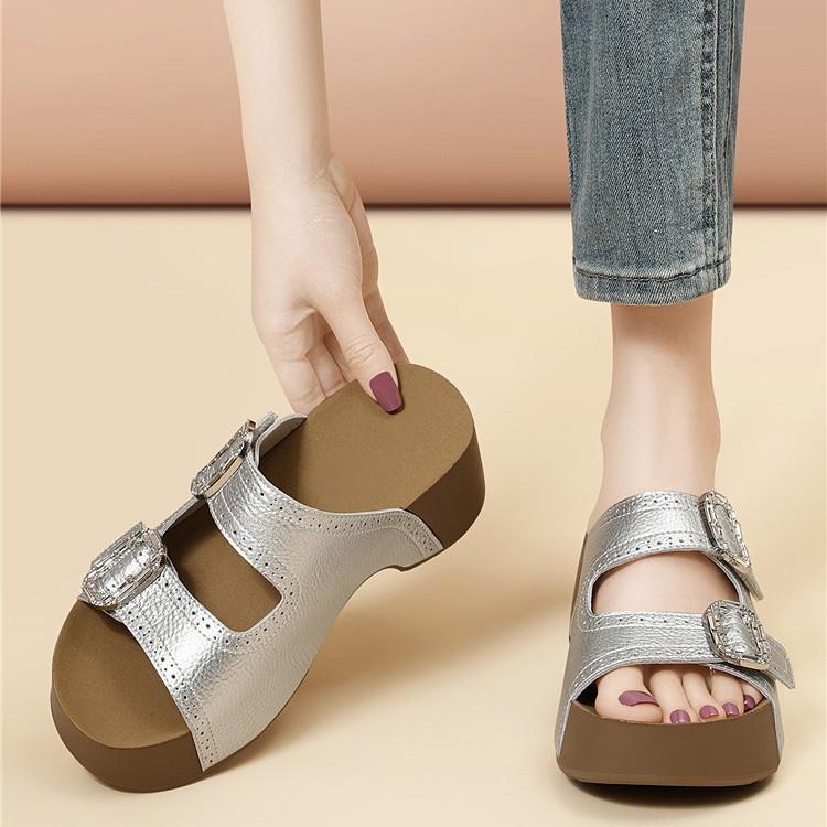 Soft-soled Non-slip Slope Heel Roman Shoes Breathable and Heightened Summer New Muffin Shoes Fashionable Versatile Platform Sandals
