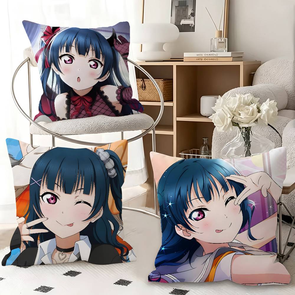 1pc Yoshiko Tsushima Anime Characters Pillow Case Fashion Square Pillowcase Bedroom Sofa Room Ins Decoration Leisure
