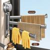 Suction Cup Rotating Towel Rack 180° Rotatable Multi-Rod Dishcloth Draining Rack No Drill Wall Mount Towel Storage Hanger