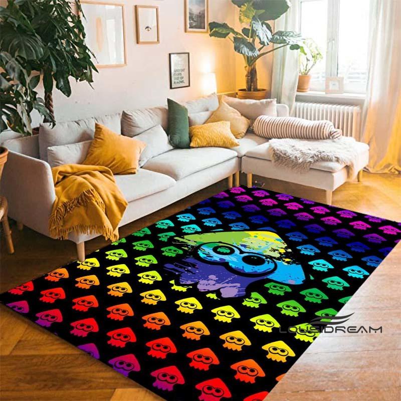 Cartoon Anti-Slip Mat for Kids, PC Gamer, 3D Gaming, Splatoon Rug, Home Carpet, Living Room, Bedroom, Sofa, Doormat, Area Decor1