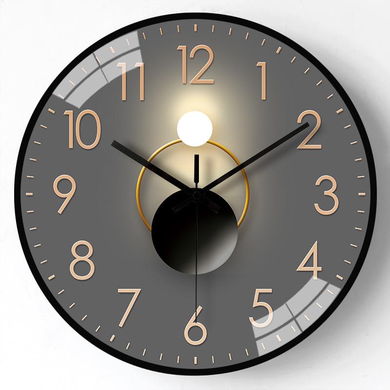 Elegante 8-Zoll-Stumme Wanduhr – Licht- und Schatten-Design für die Wohnzimmerdekoration