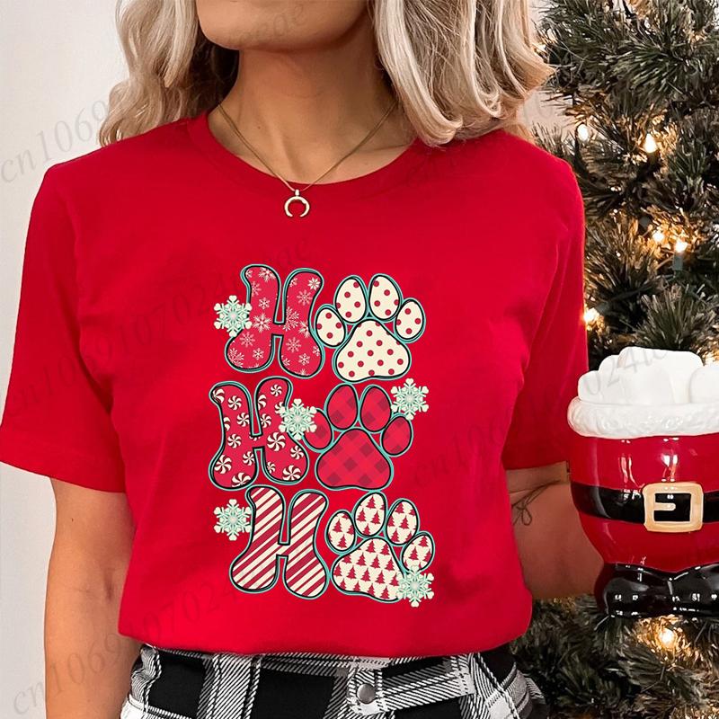 Women's T-shirt Short Sleeved Breathable Retro Round Neck Top Casual T-shirt Christmas Women's T-shirt