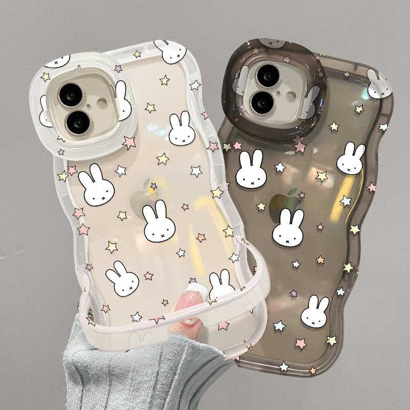 Star Miffy Rabbit Is Suitable for Apple 15promax Mobile Phone Case Iphone17 Transparent 14 Silicone 16 with Bracket Xr