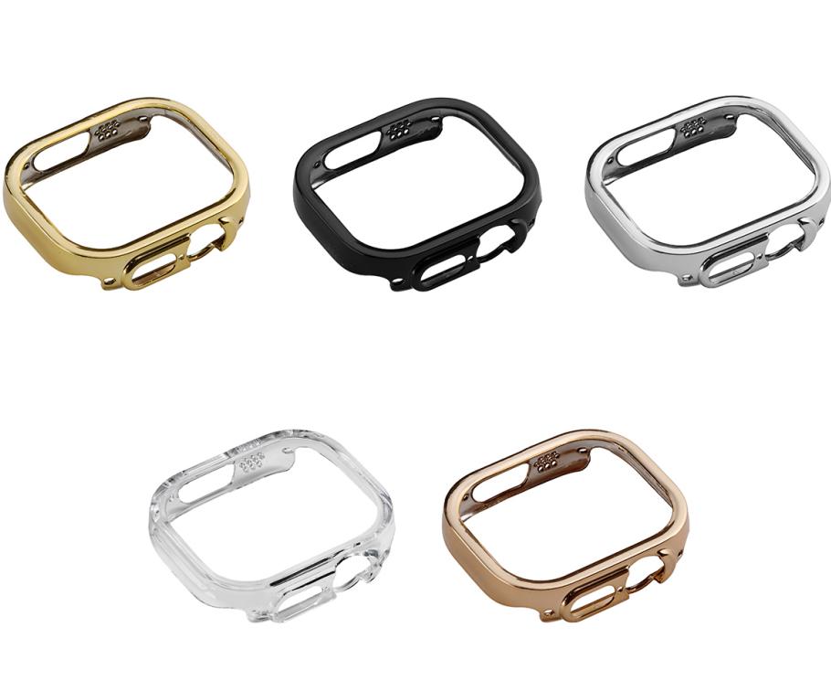 Shockproof Gold PC Case Protective Cover for Apple Watch Series 11 10 9 8 7 6 5 4 3 2 1 Ultra 49 45mm 41 46 42mm No Screen Glass