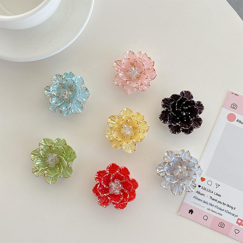 Three-Dimensional Plastic Flower Mobile Phone Airbag Bracket, Small Fresh Paste Desktop Watching Drama Lazy Support Frame