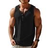 Men Vest Round Neck Buttons Half Placket Sleeveless Muscle Tank Tops Pure Color Loose Fit Summer Casual Camisole