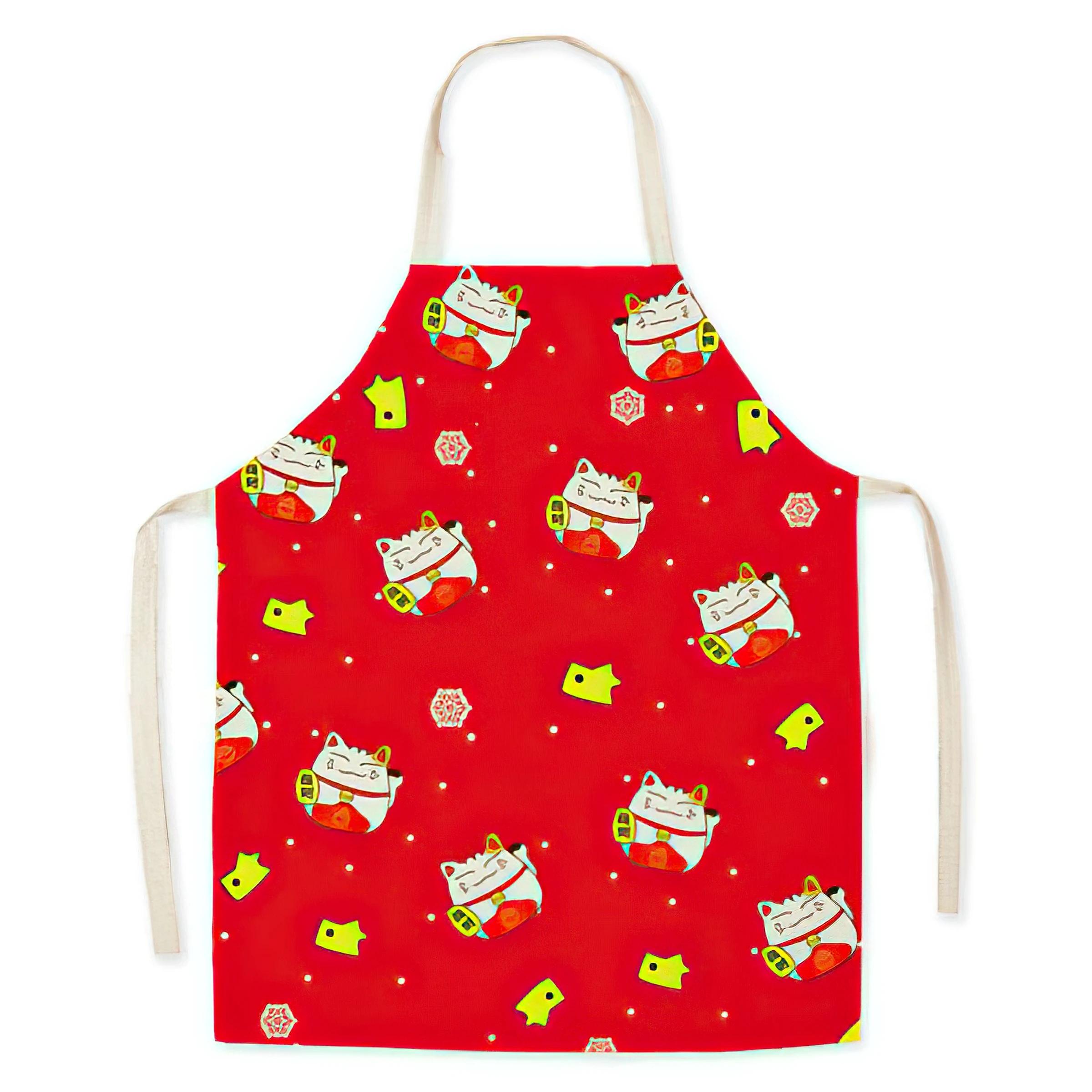 

1 PCS Cotton Linen Aprons Kitchen Cute Cat Printed Sleeveless Bib Waterproof Anti-Oil Fouling Home Cooking Baking Cleaning Tool SMALL 45x56 cm