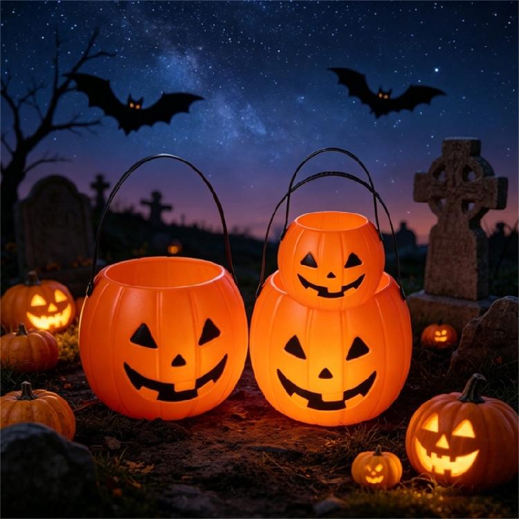 Großer Süßigkeitenhalter für Partydekoration Halloween Kürbis Leckerlibecher Mit Bequemem Griff