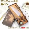 dilib Feather Pen Fountain Pen Stand Ink Bottle Set Antique Feather Dip Pen (White)