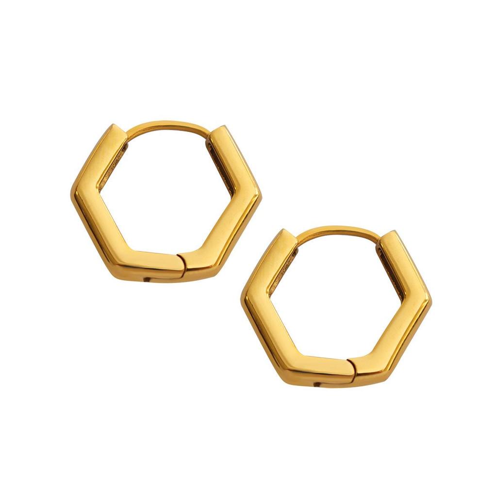 Hexagon Buckle Stainless Steel Earrings - Retro Geometric Design, Women’s Fashion, Fade-Resistant.