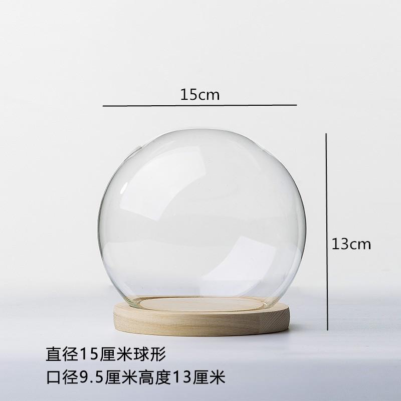 Ewige Blumen Ornamente Präsentationsschale Transparente Glasabdeckung Holzsockel Geschenk Präsentationsbox Kunsthandwerk Aufbewahrungsschale Staubschutz Kuchenform