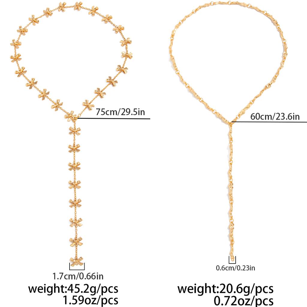 Salircon Moda Simple Irregular Larga Cadena en Forma de Y Collar para Mujer Punk Metal Color Dorado Cadena para Clavícula Estética Y2K Joyería