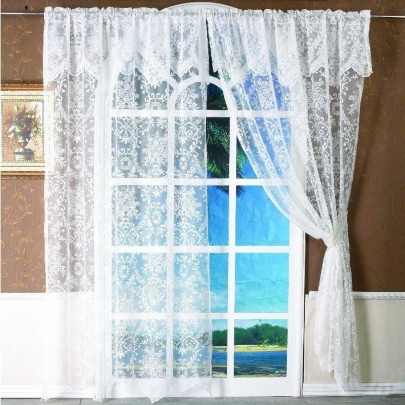 1PCS Romantic White Jacquard Short Curtain Valance Kitchen Home Living Room Door Balcony Window Shades Screen