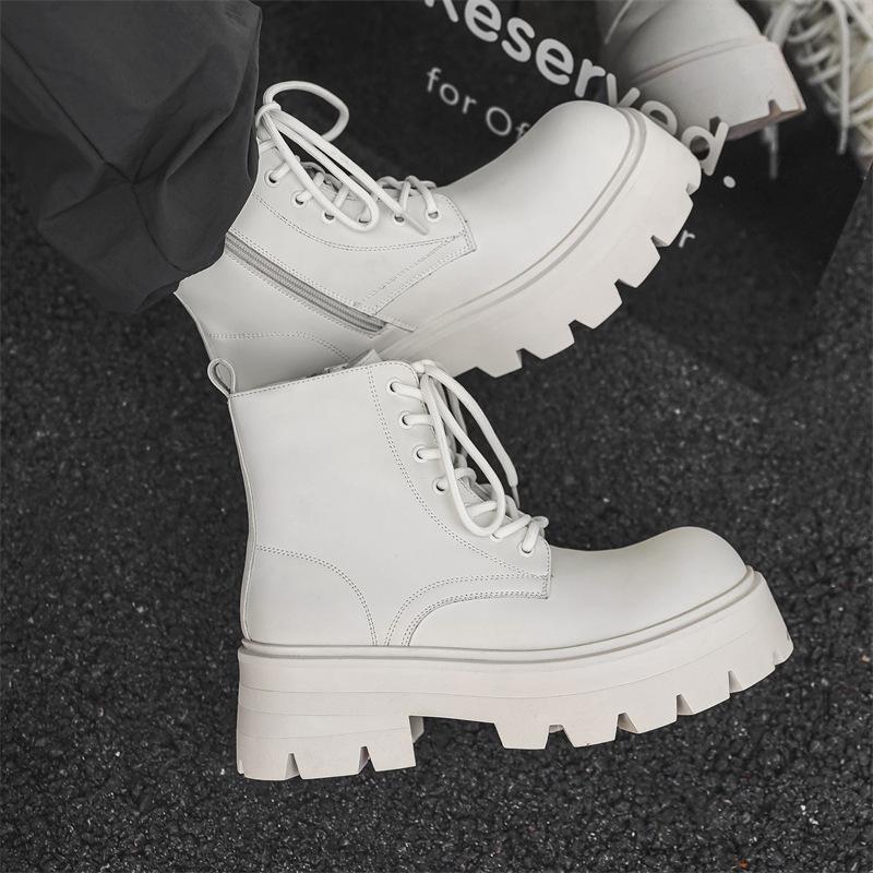 Men's Luxury Fashion Platform Boots Black Trendy Autumn Winter Shoes Party Nightclub Dress Original Leather Boot Ankle Botas Man