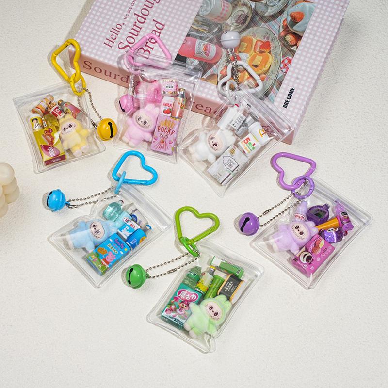 Kawaii Labubu Keychain Creative Cartoon Anime Keyring Girly Bag Pendant Backpack Hanging Decoration Lovely Gifts