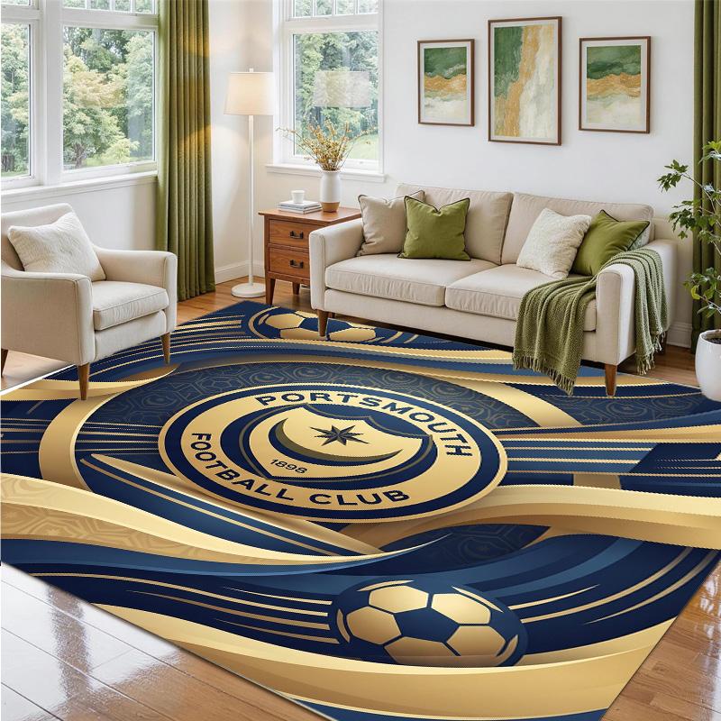 Portsmouth FC Design Crystal Velvet Rug Soft Decorative Mat for Bedroom Entrance
