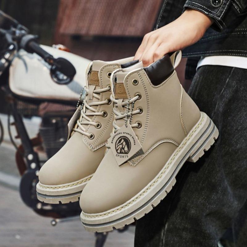 Móda 2025Nové pánské boty Módní ležérní kožené boty Trendy motorkářské boty Šněrovací platformové boty Vysoké boty pro muže Velká velikost 48