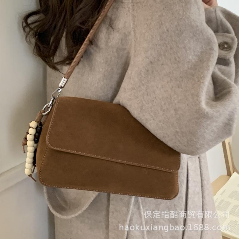 Suede bag women's large capacity 2025 new autumn and winter versatile messenger bag single shoulder underarm commuter small square bag