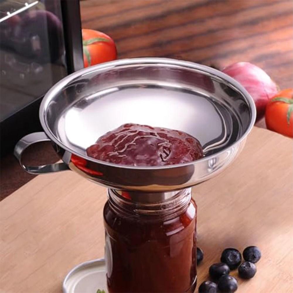 Stainless Steel Canning Funnel Wide Mouth Oil Filter Funnel Kitchen Funnel Set Salad Dressing