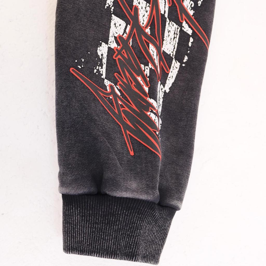 Godspeed Retro Skull Racer Hoodie - Washed-Out Street Rock Style