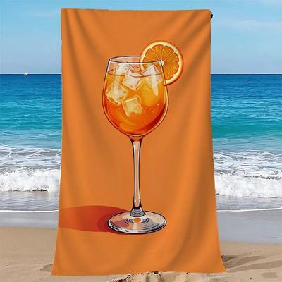 Cocktail Strandtuch Mikrofaser Orangensaftglas Muster Badetücher Schnelltrocknend Große Schwimmdecke Reiseschal Überwurf
