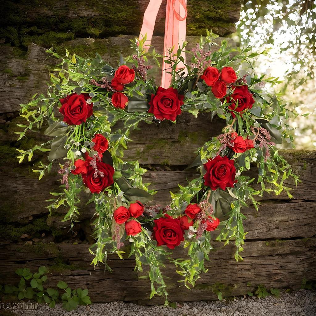 Valentines Day Wreath Decor Decorative Garland Home Decor Valentine's Day Front Door Wreath For Porch Cabinet Home Indoor