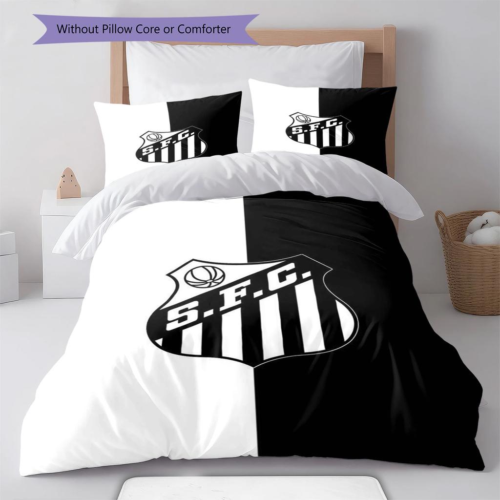Santos FC Pattern Bedding Set Quilt Cover Pillowcase Home Decor Gift (1 * Duvet Cover + 2 * Pillowcase, Without Core)