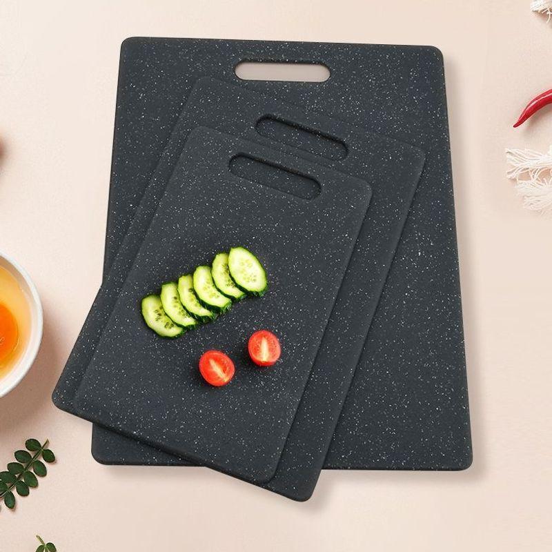 Sleek Black Double-Sided Cutting Board for Fruits & Vegetables - Durable Plastic, Ideal for Kitchen & Dormitory Use