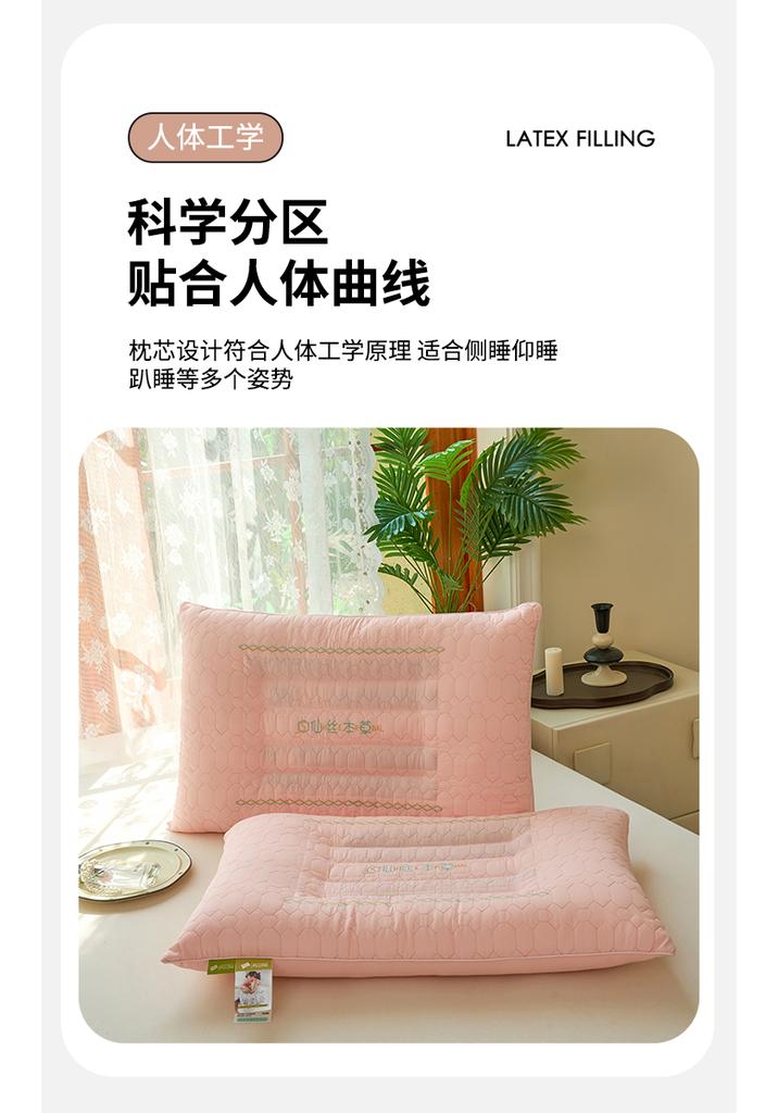 Yongyouwan Summer Cool and Refreshing Silk Embroidery Sandwich Negative Ion Pillow, Comfortable and Breathable, Not Easy To Collapse Pillow Core