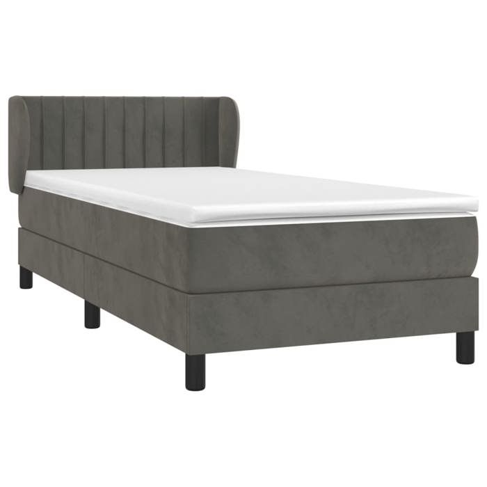 3127590 vidaXL Divan Bed and Mattress Dark Grey 90x200 Cm Velvet