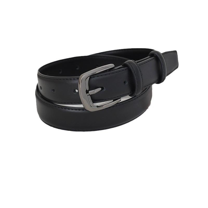 Versatile Vintage Black Style Belt For Jeans With Durable Alloy Buckle Pin