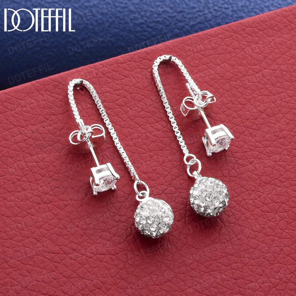 Exquisite 925 Sterling Silver AAA Zirconia Pendant Earrings - Beautiful Gift Jewelry 4mm+8mm