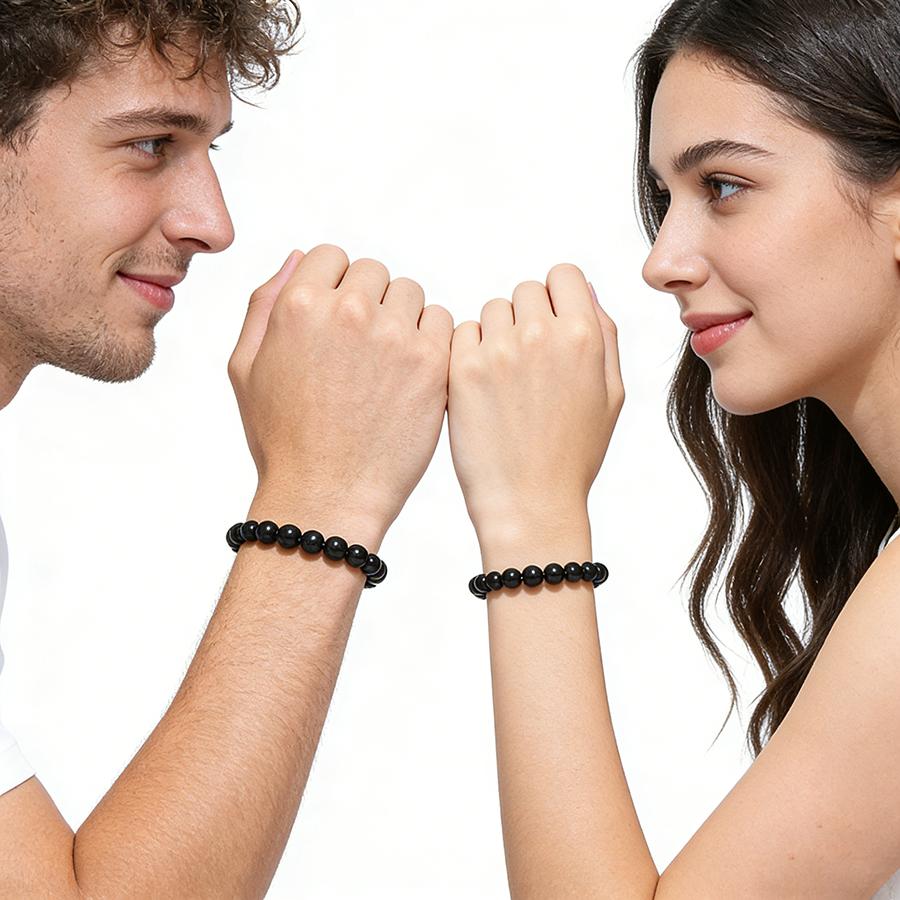 Minimalist Elegance 2Pcs Couple Bracelet Handmade Obsidian Malachite Tiger Eyes Paired Beaded Braslet Valentine Day Accessories