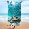 Blue Whale Ocean Wave Print Beach Towel Polyester Quick Dry Sand Free Large Bath Towels for Summer Pool Surf Vacation Blanket